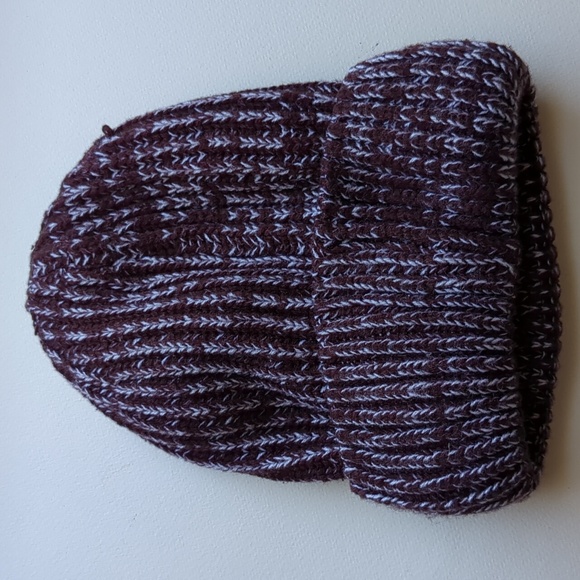 Embroidered Amanita Mushroom Fitted Beanie Hat in Chocolate Brown and White - Picture 4 of 4